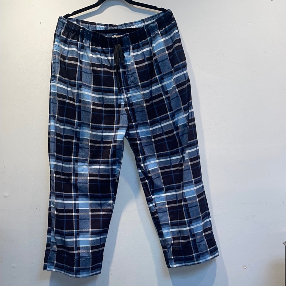 Plaid Pajama Pants - Blue and White